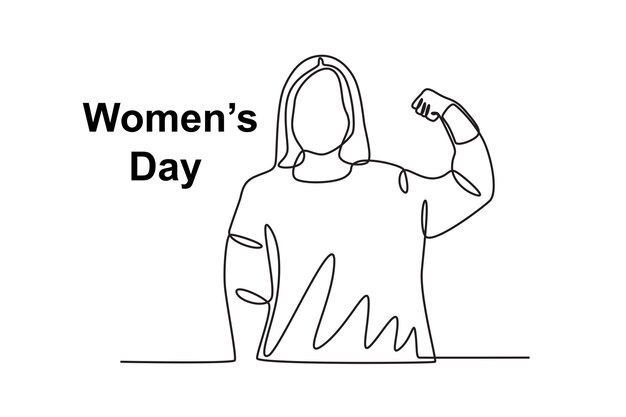 Una mujer hace una pose poderosa Dibujo en línea del día de la mujer
