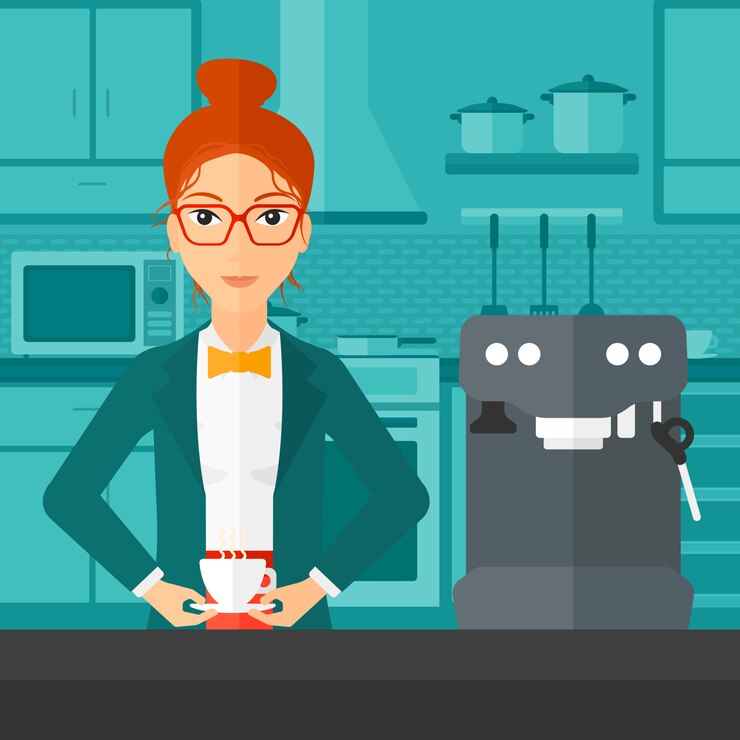 Vector mujer, hacer café