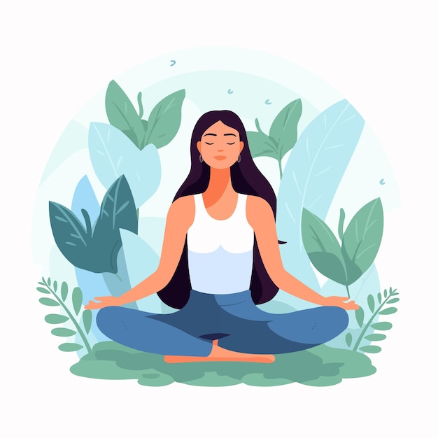 Vector mujer, hacer, yoga, vector, ilustración