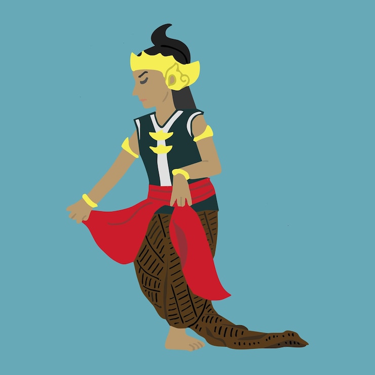 Vector mujer haciendo danza tradicional en ilustración de diseño plano vectorial
