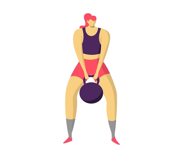 Mujer haciendo ejercicio con kettlebell entrenamiento físico atleta femenina fuerte estilo de vida saludable y gimnasio