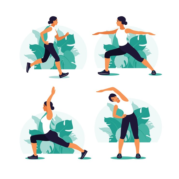 Vector mujer haciendo ejercicio en el parque. deportes al aire libre. concepto de fitness y estilo de vida saludable. ilustración de vector de estilo plano.