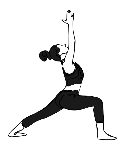 Mujer haciendo ejercicio en pose de yoga Ilustración de silueta vectorial