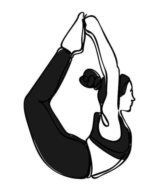 Mujer haciendo ejercicio en pose de yoga ilustración de silueta vectorial