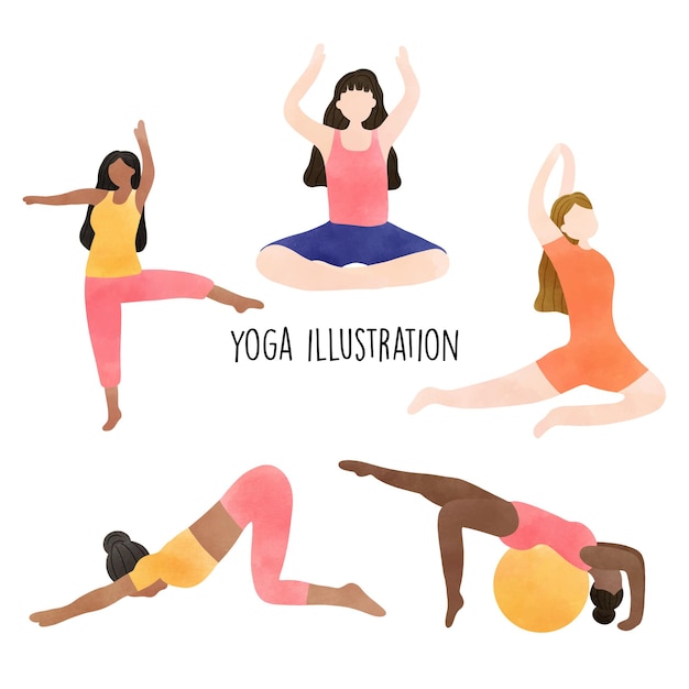 Mujer haciendo ejercicios de yoga ilustración vectorial