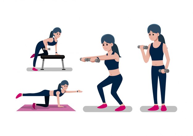 Mujer haciendo entrenamiento con pesas