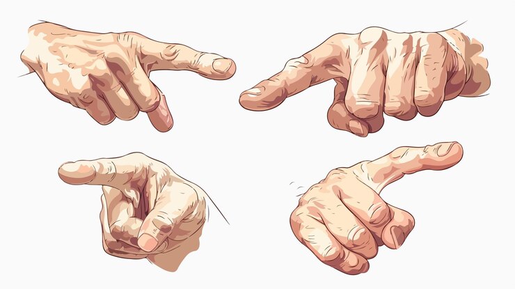 Vector mujer haciendo un gesto de señalamiento con el interior y la parte posterior de la mano