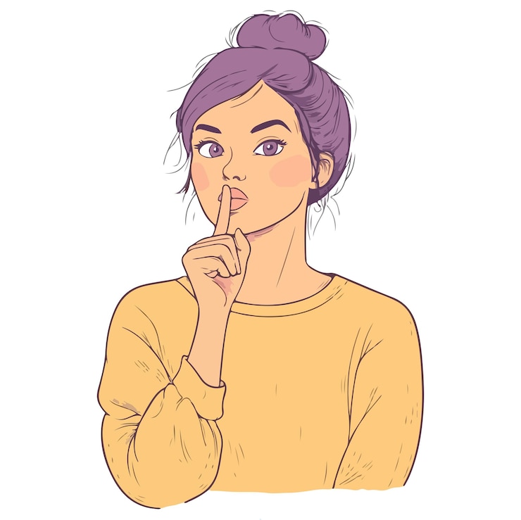 Vector mujer haciendo un gesto silencioso ilustración vectorial