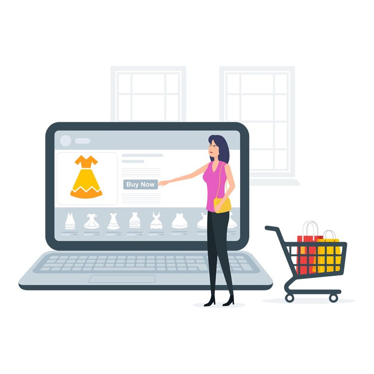 Vector una mujer haciendo ilustración de concepto de compras en línea