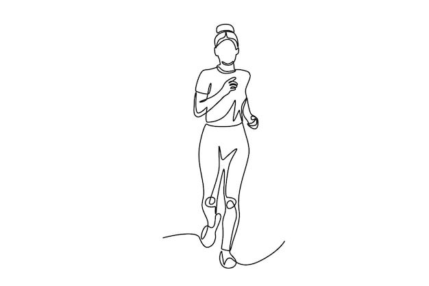 Mujer haciendo jogging Concept de jogging dibujo en línea