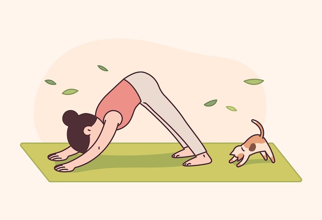 Mujer haciendo pose de yoga perro abajo