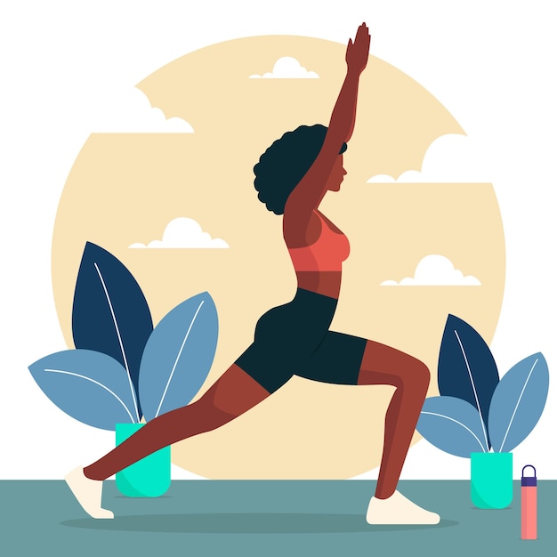 una mujer haciendo yoga y ejercicio