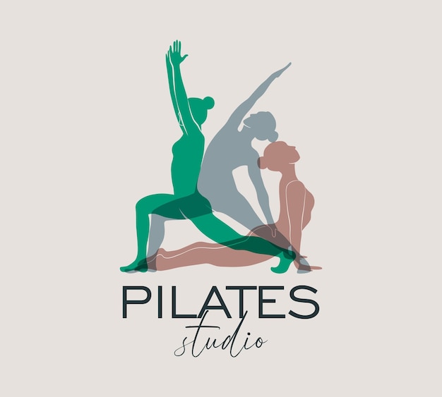 Mujer haciendo Yoga Pilates icono de estilo de logotipo simple Niña delgada haciendo pilates