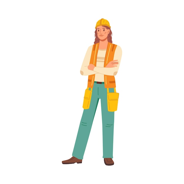 Vector mujer, en, hardhat, constructor, o, contratista