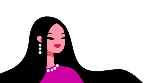 Vector mujer hermosa con cabello largo día internacional de la mujer 8 de marzo