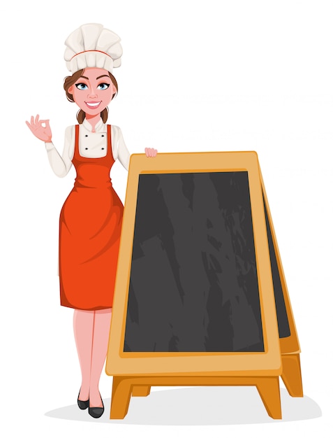 Mujer hermosa joven chef.