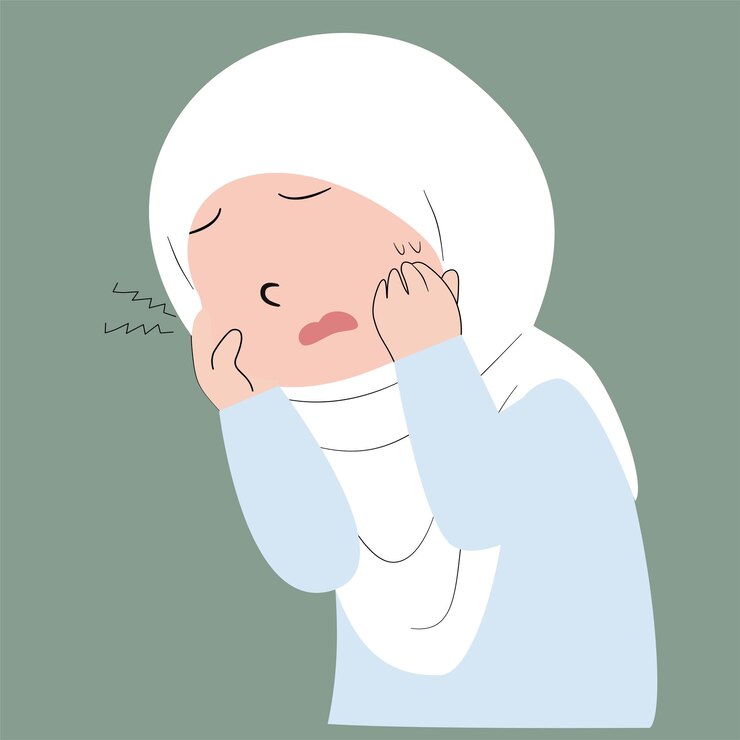 Una mujer con un hijab experimentando dolor