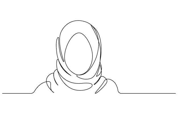 mujer en hijab orando dibujo de línea única vector dibujo continuo de una línea mujeres musulmanas