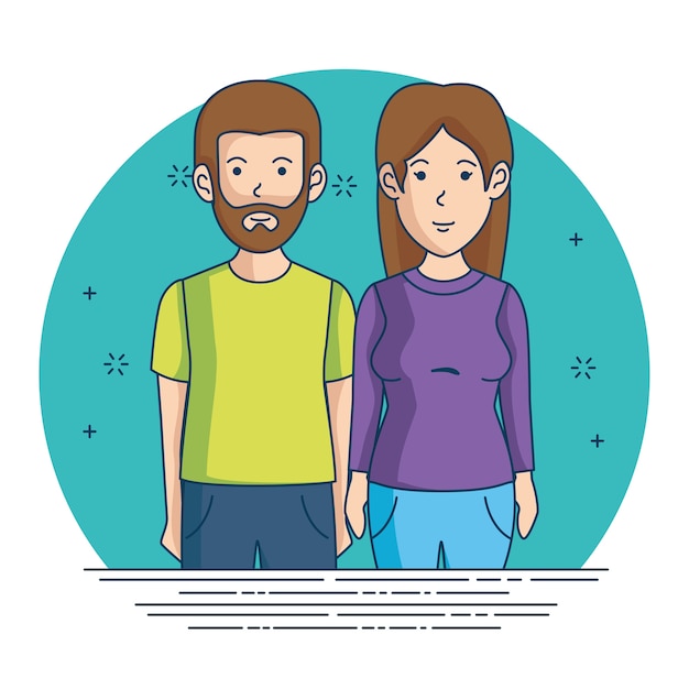 Mujer y hombre carácter avatar personas