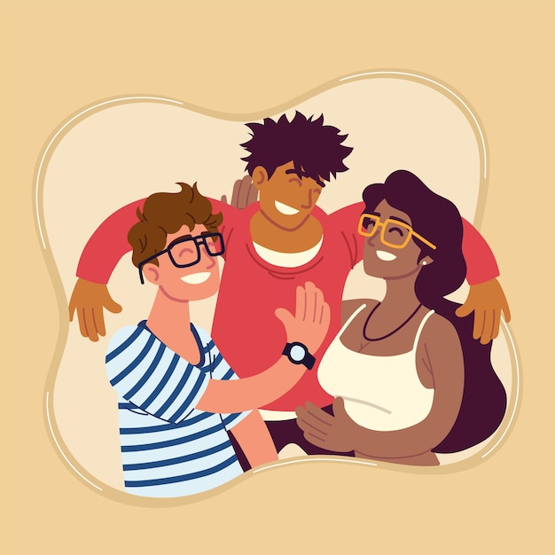 Mujer y hombre, sonriente