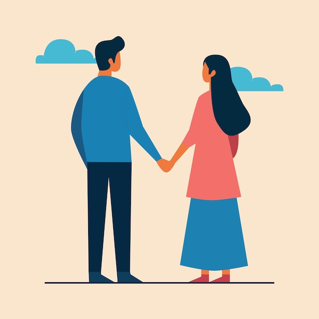 Mujer y hombre sosteniendo el vector de la mano
