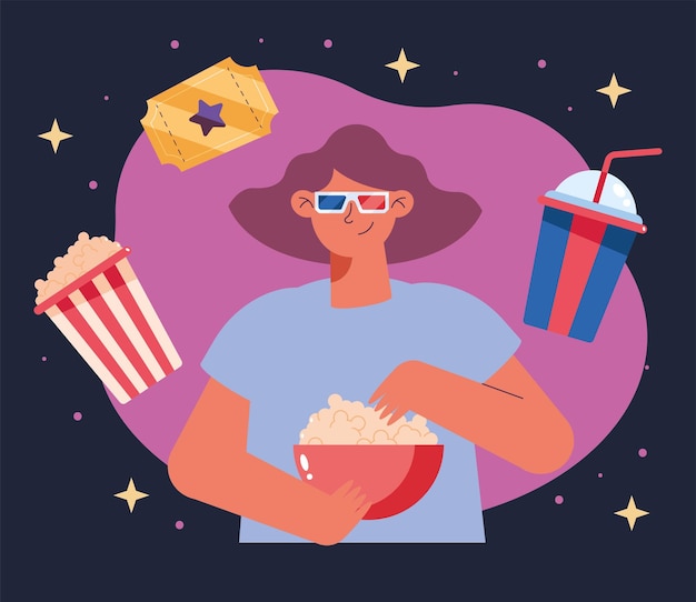 Mujer con iconos de cine