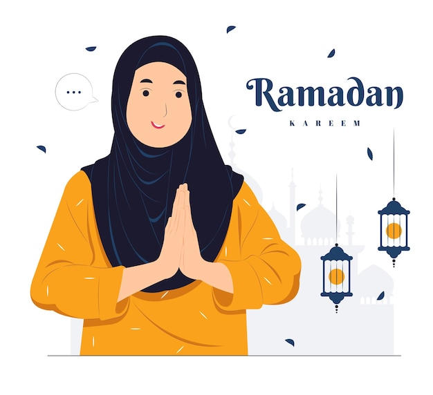 Mujer en la ilustración del concepto de ramadán kareem