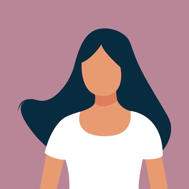 Vector mujer con ilustración plana de cabello azul