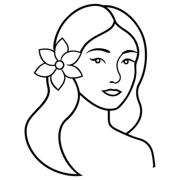 Mujer con ilustración vectorial de cabello floral