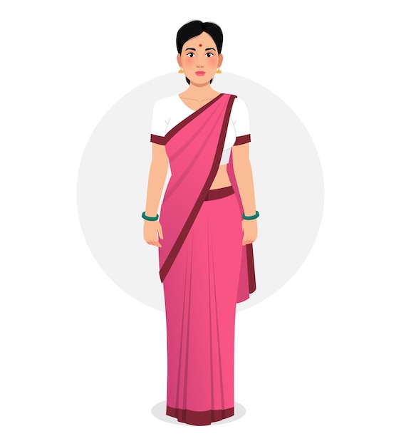 Vector mujer india hermosa en sari mujer india con sari