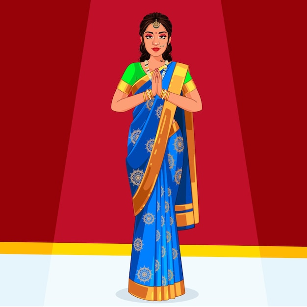 mujer india ilustración hogar