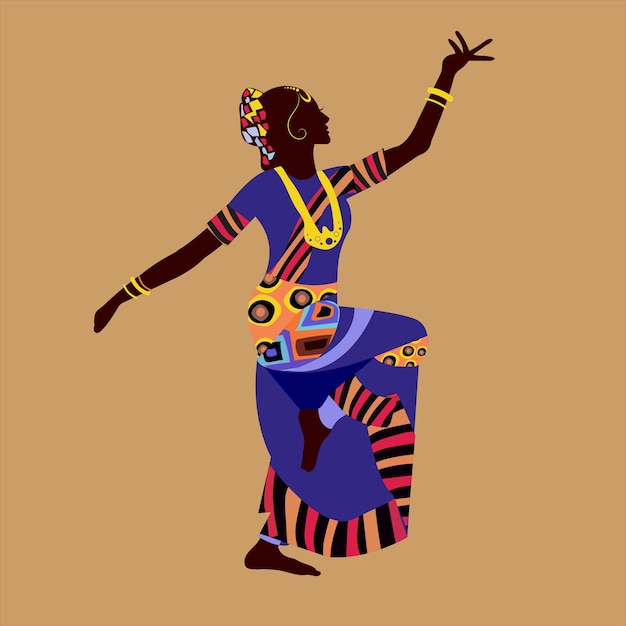 mujer india. Ilustración vectorial de una mujer india bailando