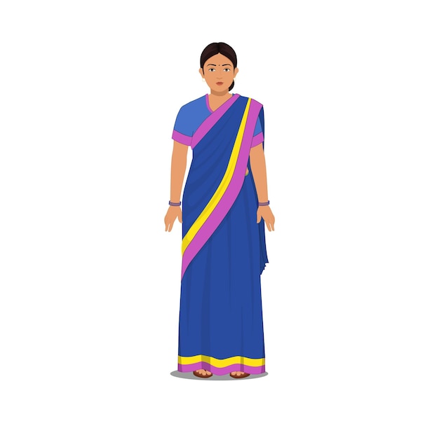 Vector mujer india de pie en un sari