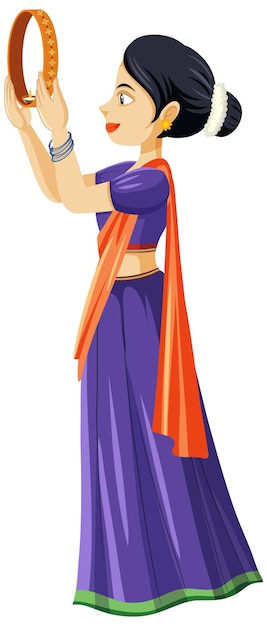 Vector mujer india en ropa tradicional en karva chauth festival th