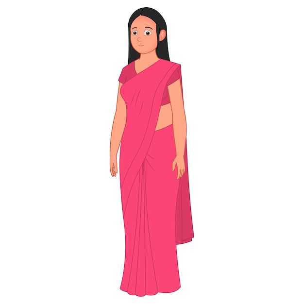 Vector mujer india con sari tradicional, personaje femenino, madre india, hermana india