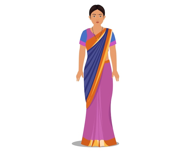 Vector mujer india en traje tradicional sari