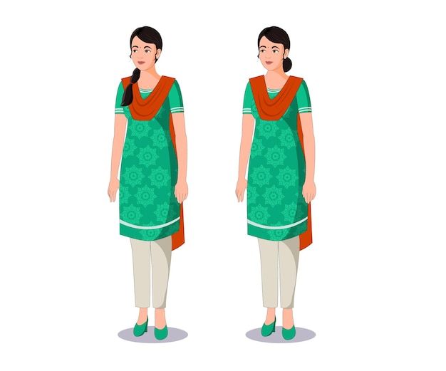 Vector mujer india en traje