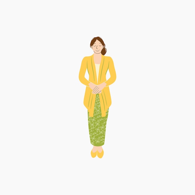 Mujer, en, indonesio, tradicional, vestido, ilustración