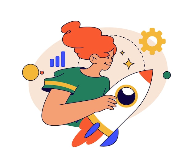 Mujer iniciando la puesta en marcha del negocio de la empresa