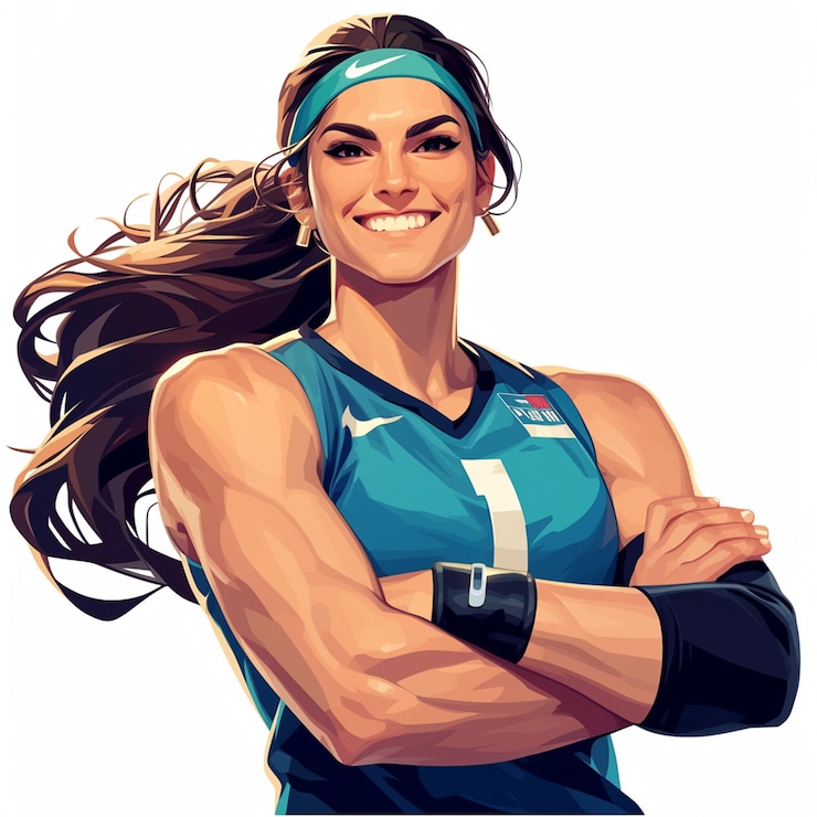 Vector una mujer iraní está jugando al voleibol.