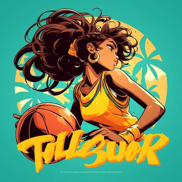 Vector una mujer de las islas salomón está jugando al baloncesto