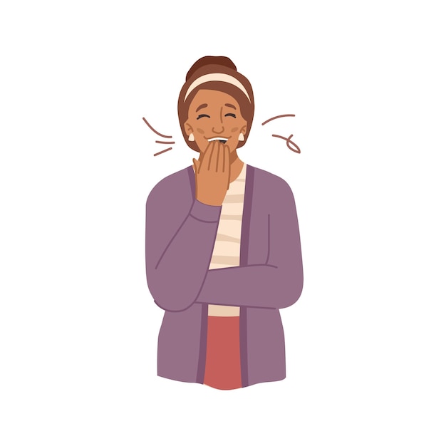 Mujer jajaja riendo tratando de dejar de reír vector