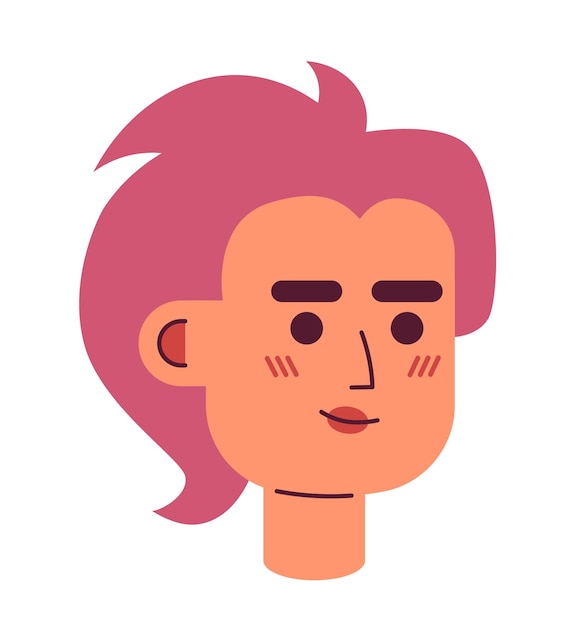 Mujer joven asiática del milenio sonríe ilustración de avatar vectorial 2D de personaje de dibujos animados femenino moderno coreano retrato facial chica elegante de color plano imagen de perfil de usuario aislada sobre fondo blanco