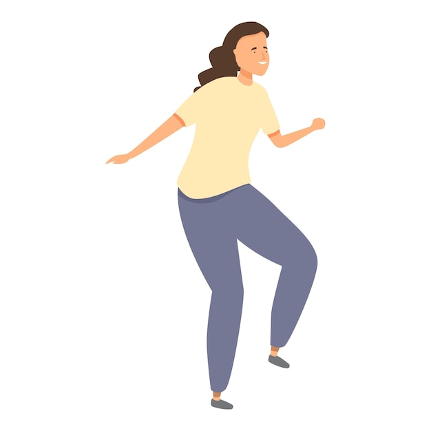 Mujer joven bailando y divirtiéndose moviendo el cuerpo con pasos enérgicos