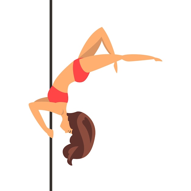 Mujer joven bailando en el pylón Vector Ilustración aislada sobre un fondo blanco