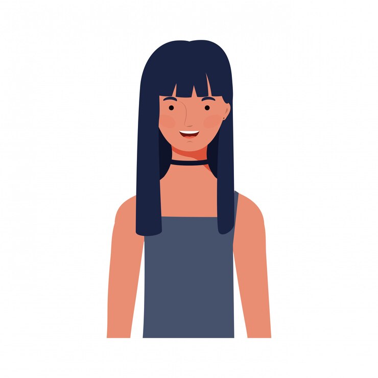 Vector mujer joven, en, blanco