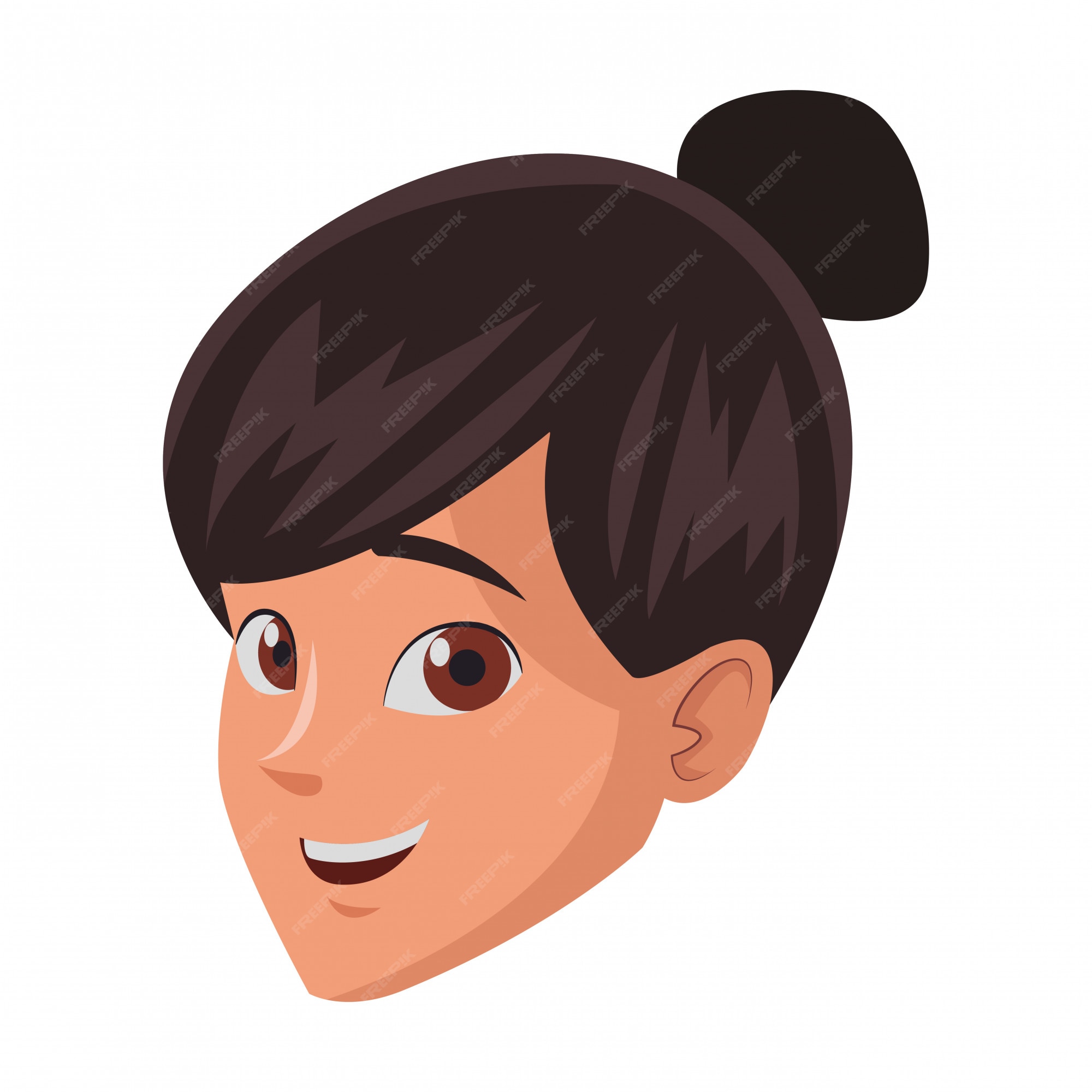 Mujer joven cara de dibujos animados | Vector Premium