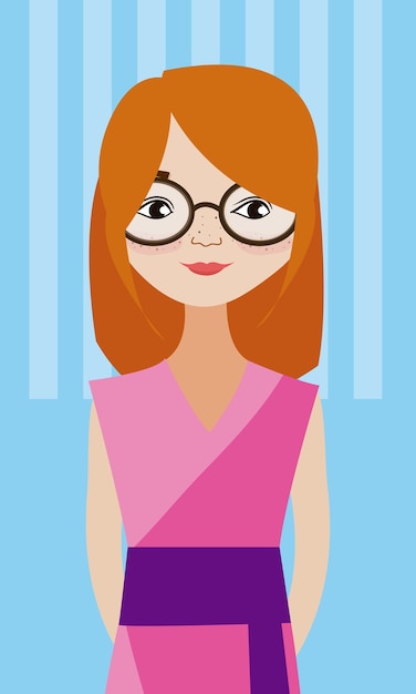 Mujer joven, caricatura