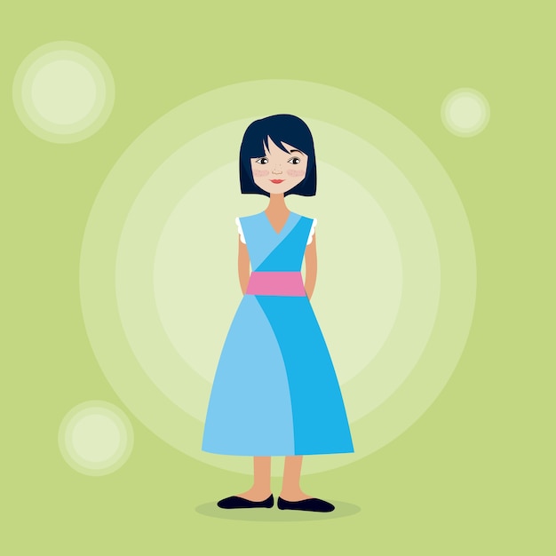 Mujer joven, caricatura