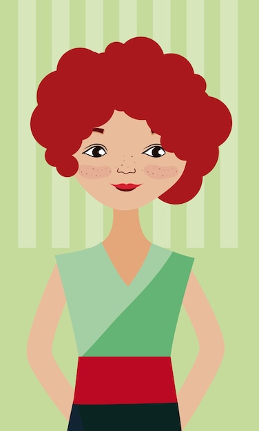 Mujer joven, caricatura